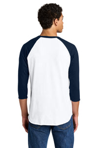 Jerzees Unisex Premium Blend Combed Ring Spun 3/4-Sleeve Raglan 560R - White/ J. Navy Back