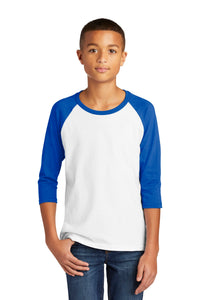 DISCONTINUED Gildan  Heavy Cotton  Youth 3/4-Sleeve Raglan T-Shirt - White/ Royal