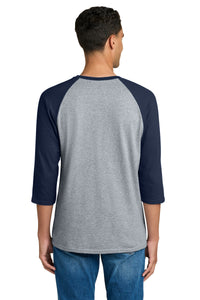 Gildan Heavy Cotton 3/4-Sleeve Raglan T-Shirt - Sport Grey Trim Navy Back