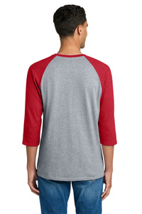 Gildan Heavy Cotton 3/4-Sleeve Raglan T-Shirt - Sport Grey Trim Red Back