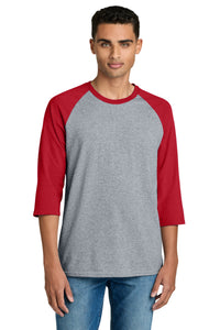 Gildan Heavy Cotton 3/4-Sleeve Raglan T-Shirt - Sport Grey Trim Red