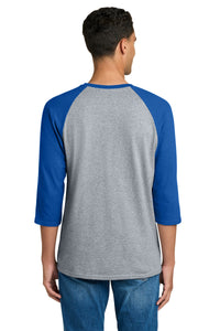 Gildan Heavy Cotton 3/4-Sleeve Raglan T-Shirt - Sport Grey Trim Royal Back