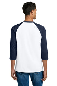 Gildan Heavy Cotton 3/4-Sleeve Raglan T-Shirt - White/ Navy Back