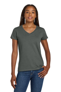 Gildan Women's Heavy Cotton 100% Cotton V-Neck T-Shirt - Charcoal