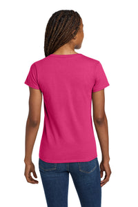 Gildan Women's Heavy Cotton 100% Cotton V-Neck T-Shirt - Heliconia Back