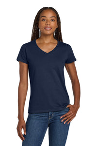 Gildan Women's Heavy Cotton 100% Cotton V-Neck T-Shirt - Navy