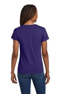 Gildan Women's Heavy Cotton 100% Cotton V-Neck T-Shirt - Purple Back