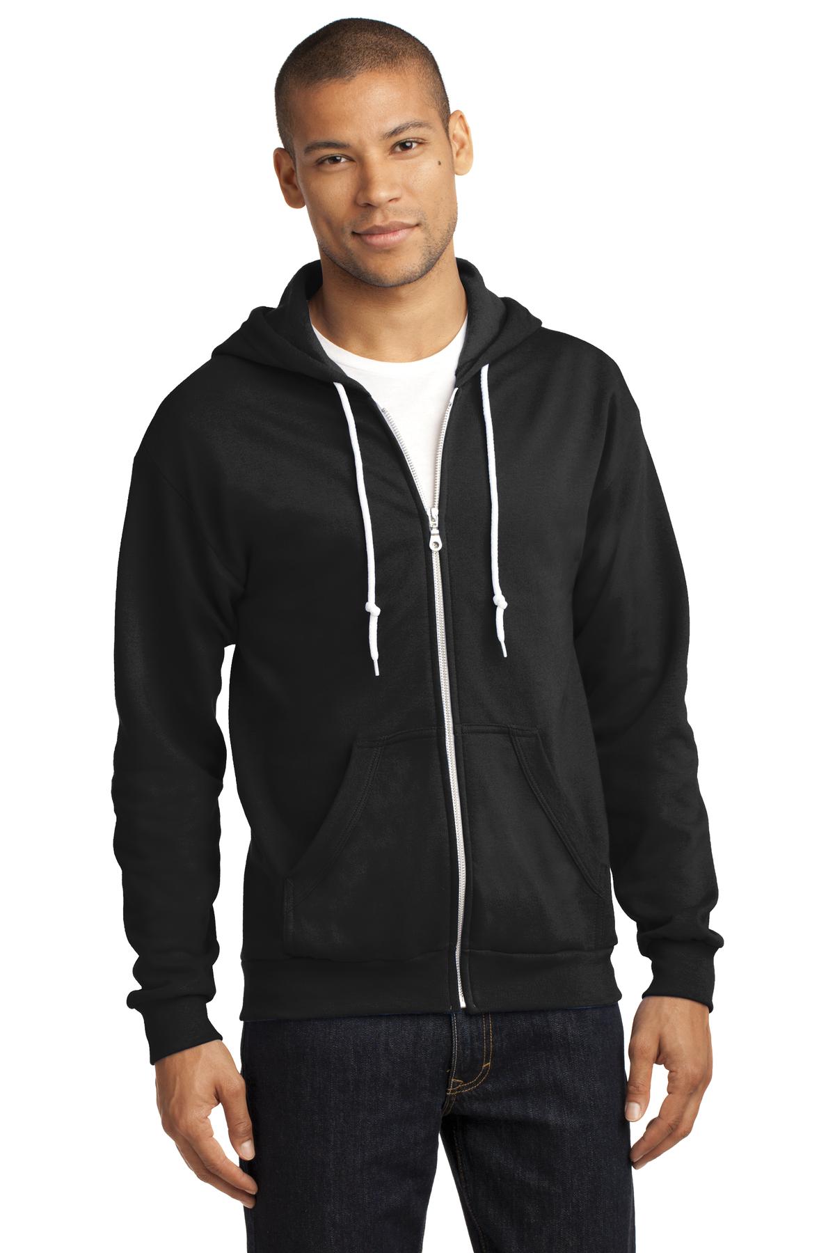 DISCONTINUED Anvil Full-Zip Hooded Sweatshirt - Black