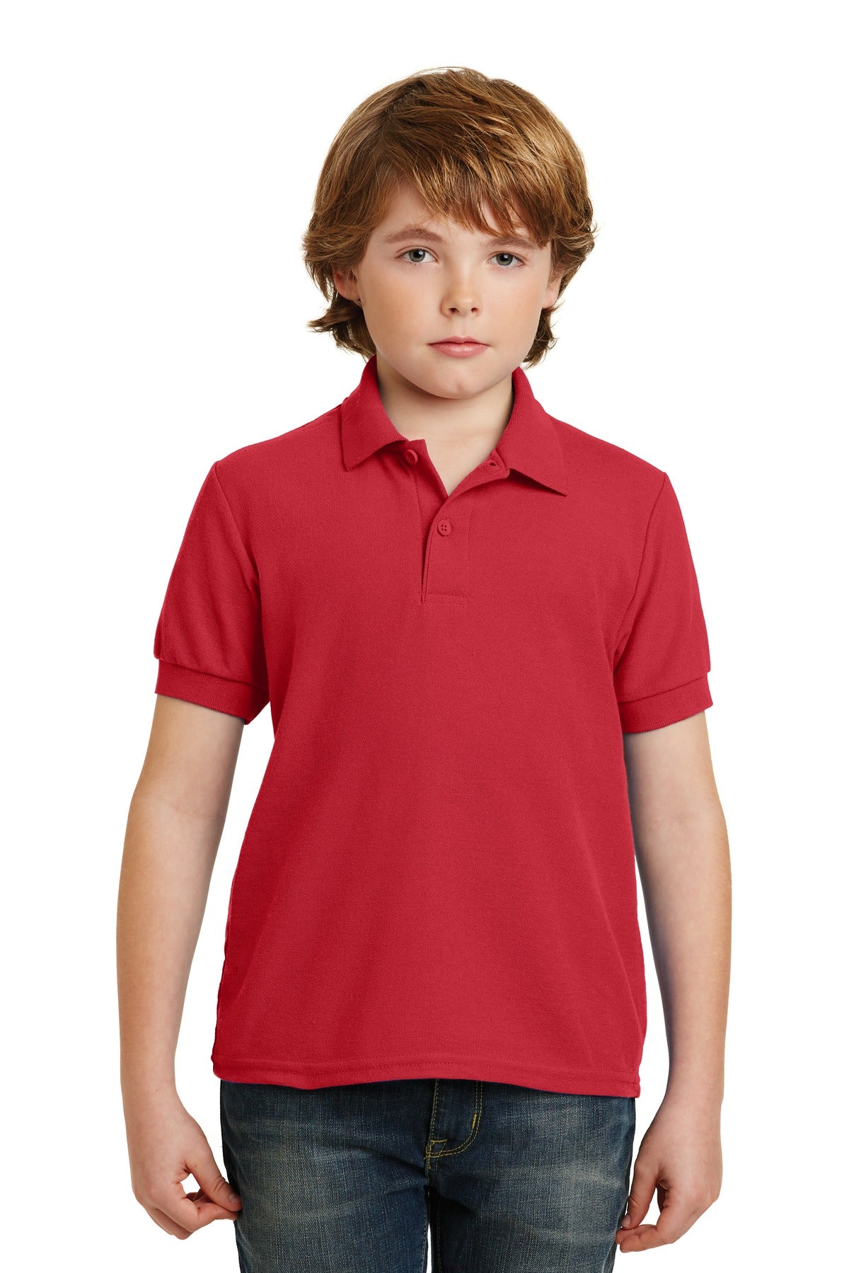 DISCONTINUED Gildan Youth DryBlend 6-Ounce Double Pique Sport Shirt - Red