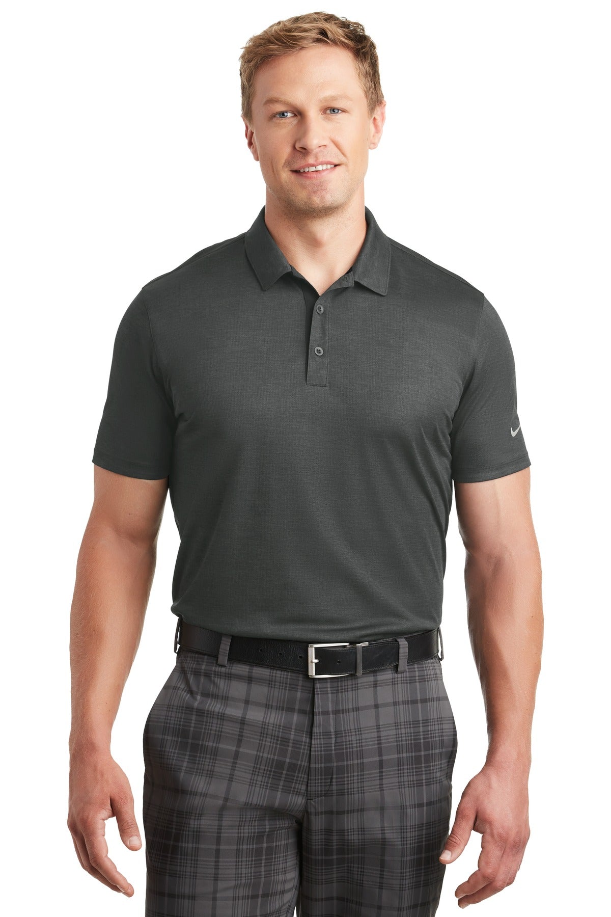 DISCONTINUED Nike Dri-FIT Crosshatch Polo - Anthracite/ Black