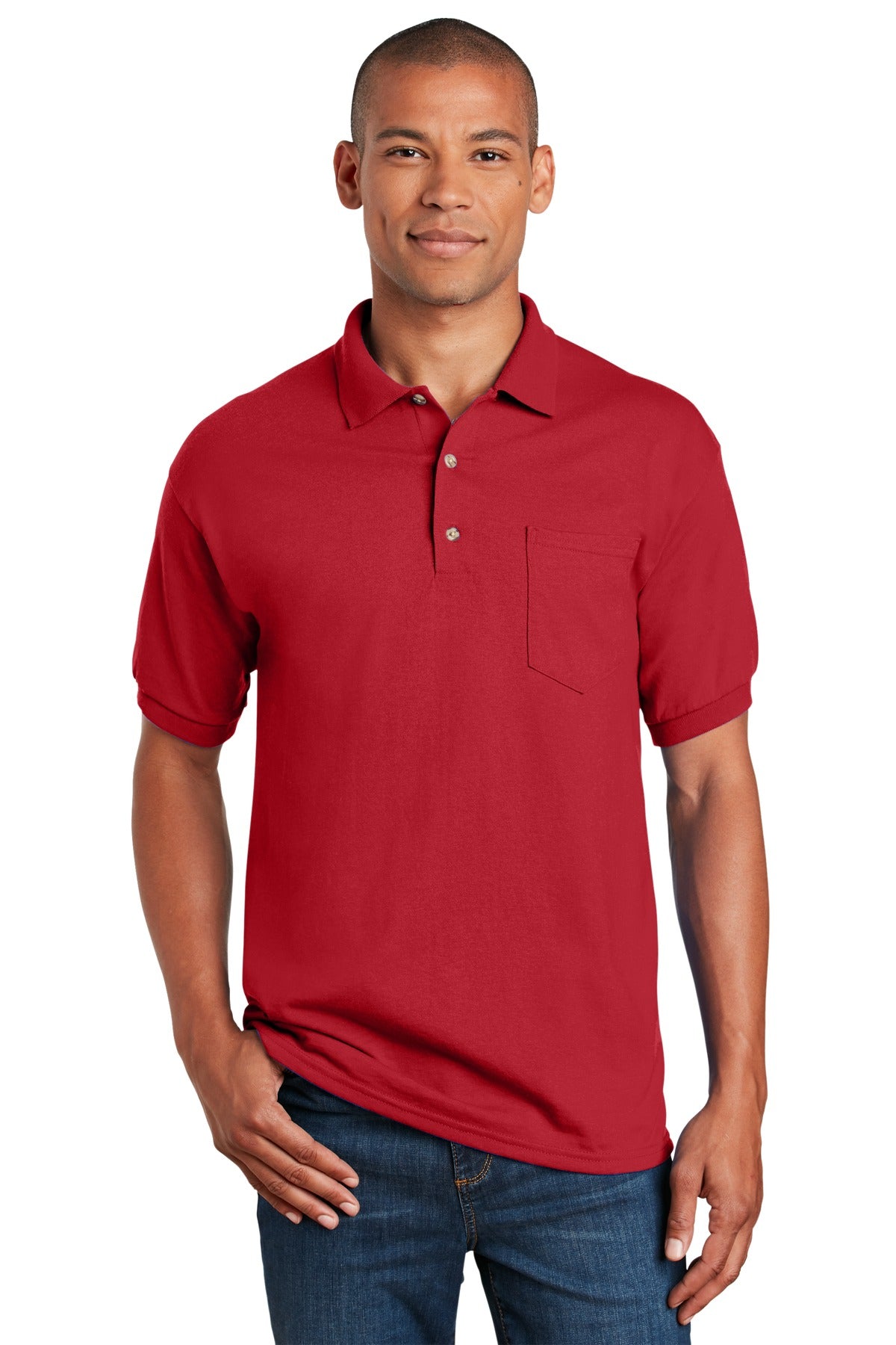 Gildan DryBlend 6-Ounce Jersey Knit Sport Shirt with Pocket - Red