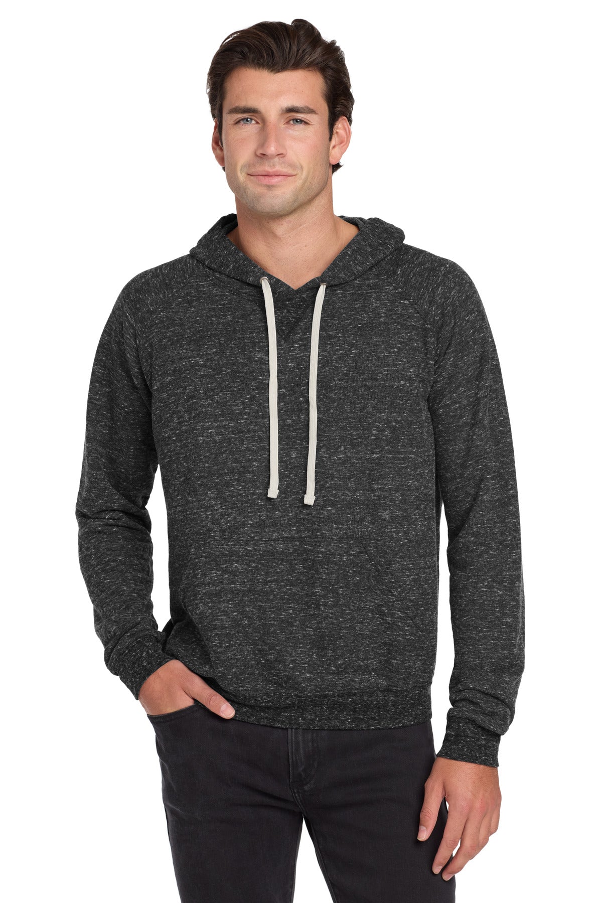 Jerzees  Snow Heather French Terry Raglan Hoodie 90M - Black Ink