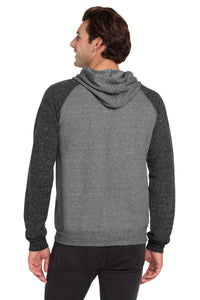 Jerzees  Snow Heather French Terry Raglan Hoodie 90M - Charcoal/ Black Back