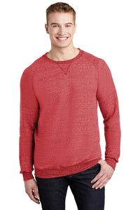 Jerzees  Snow Heather French Terry Raglan Crew 91M - Red