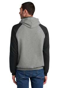 Jerzees Unisex NuBlend Colorblock Raglan Hoodie Sweatshirt 96C - Oxford/ Black Back