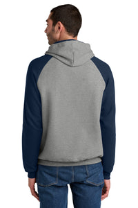 Jerzees Unisex NuBlend Colorblock Raglan Hoodie Sweatshirt 96C - Oxford/ J. Navy Back