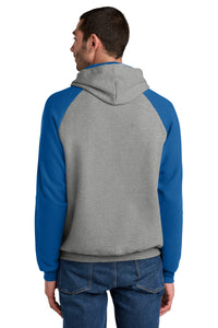 Jerzees Unisex NuBlend Colorblock Raglan Hoodie Sweatshirt 96C - Oxford/ Royal Back