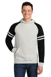 Jerzees Unisex NuBlend Varsity Colorblock Hooded Sweatshirt 97C - Oatmeal Heather/ Black Ink