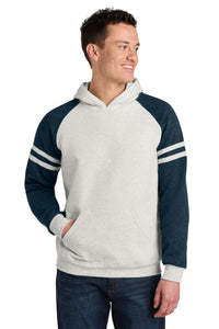 Jerzees Unisex NuBlend Varsity Colorblock Hooded Sweatshirt 97C - Oatmeal Heather/ Indigo Heather
