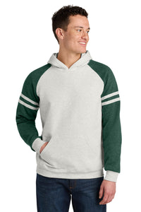 Jerzees Unisex NuBlend Varsity Colorblock Hooded Sweatshirt 97C - Oatmeal Heather/ Forest Green Heather