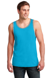 DISCONTINUED Anvil 100% Combed Ring Spun Cotton Tank Top - Caribbean Blue/ Heather Grey