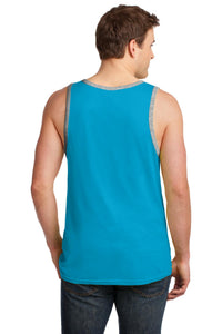 DISCONTINUED Anvil 100% Combed Ring Spun Cotton Tank Top - Caribbean Blue/ Heather Grey Back