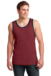 DISCONTINUED Anvil 100% Combed Ring Spun Cotton Tank Top - Independence Red/ Navy