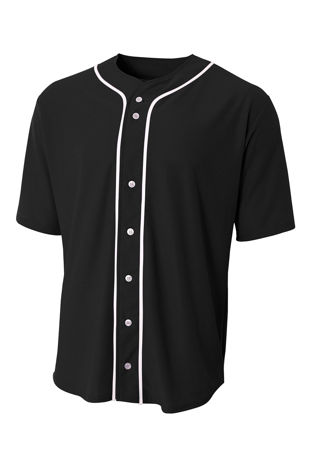 A4 Short Sleeve Full-Button Baseball Top A4N4184 - Black