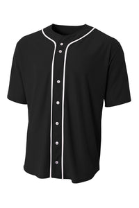 A4 Short Sleeve Full-Button Baseball Top A4N4184 - Black
