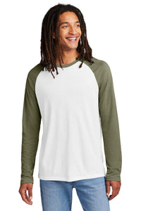 Allmade Unisex Tri-Blend Long Sleeve Colorblock Raglan AL6009 - Olive You Green/ Bright White