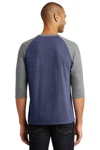 DISCONTINUED Anvil Tri-Blend 3/4-Sleeve Raglan Tee - Heather Blue/ Heather Grey Back