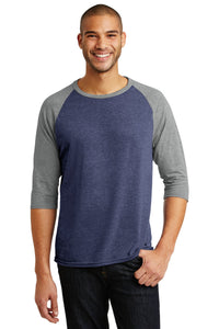 DISCONTINUED Anvil Tri-Blend 3/4-Sleeve Raglan Tee - Heather Blue/ Heather Grey
