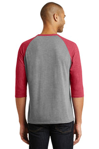 DISCONTINUED Anvil Tri-Blend 3/4-Sleeve Raglan Tee - Heather Grey/ Heather Red Back