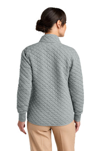 Brooks Brothers Women's Diamond Quilt Full-Zip BB18213 - Light Shadow Grey Heather Back