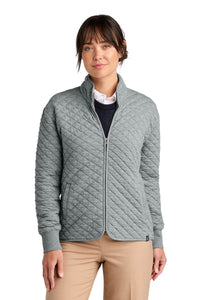 Brooks Brothers Women's Diamond Quilt Full-Zip BB18213 - Light Shadow Grey Heather