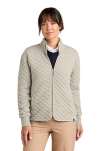 Brooks Brothers Women's Diamond Quilt Full-Zip BB18213 - Oatmeal Heather