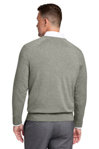 Brooks Brothers Cotton Stretch V-Neck Sweater BB18400 - Light Shadow Grey Heather Back