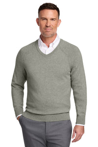 Brooks Brothers Cotton Stretch V-Neck Sweater BB18400 - Light Shadow Grey Heather