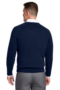 Brooks Brothers Cotton Stretch V-Neck Sweater BB18400 - Navy Blazer Back