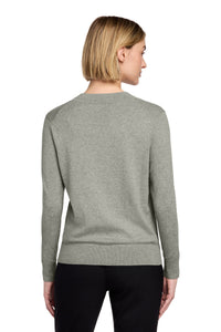 Brooks Brothers Women's Cotton Stretch V-Neck Sweater BB18401 - Light Shadow Grey Heather Back