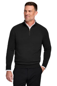 Brooks Brothers Cotton Stretch 1/4-Zip Sweater BB18402 - Deep Black