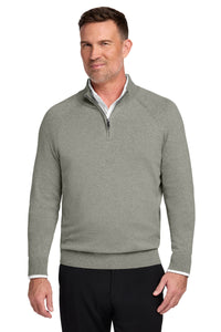 Brooks Brothers Cotton Stretch 1/4-Zip Sweater BB18402 - Light Shadow Grey Heather