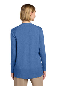 Brooks Brothers Women's Cotton Stretch Long Cardigan Sweater BB18403 - Charter Blue Heather Back