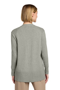 Brooks Brothers Women's Cotton Stretch Long Cardigan Sweater BB18403 - Light Shadow Grey Heather Back