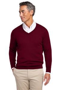 Brooks Brothers Washable Merino V-Neck Sweater BB18410 - Vintage Port
