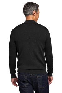 Brooks Brothers Washable Merino Birdseye 1/4-Zip Sweater BB18412 - Deep Black Back