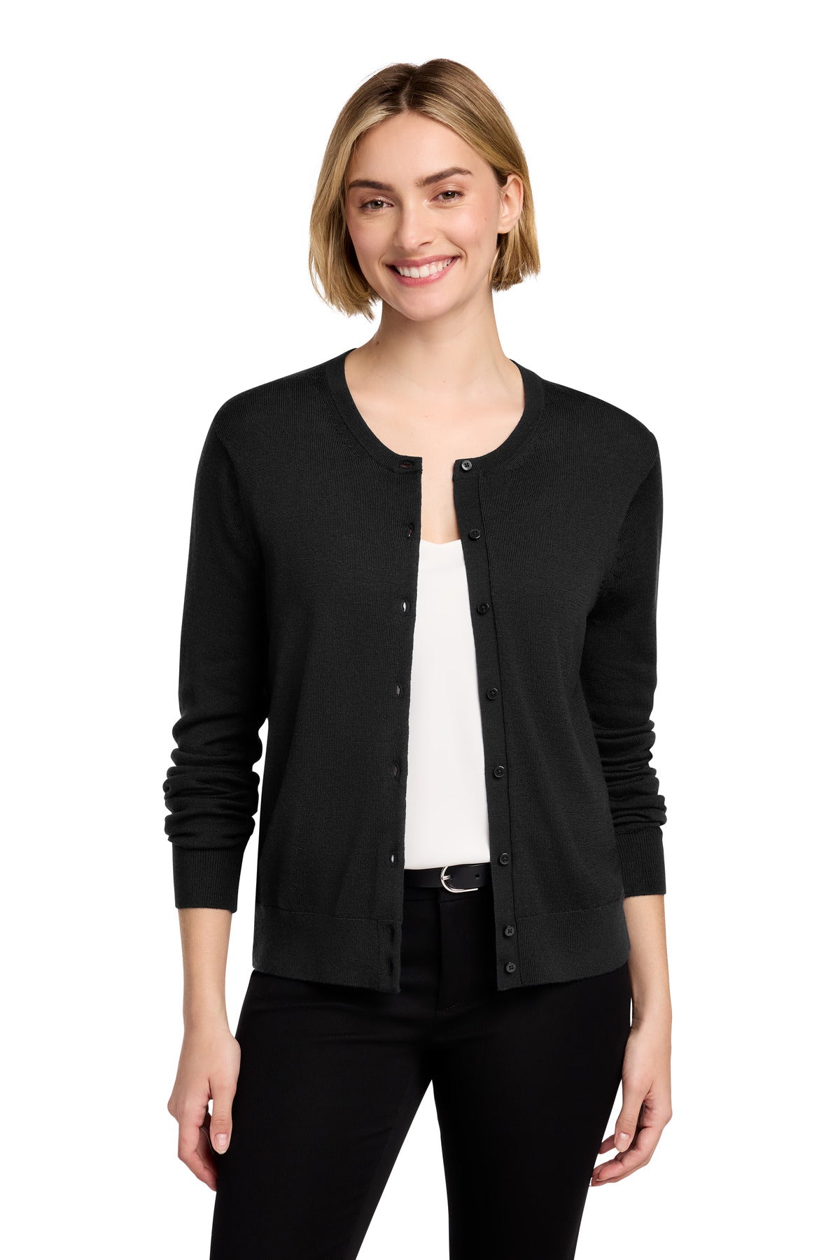 Brooks Brothers Women's Washable Merino Cardigan Sweater BB18413 - Deep Black