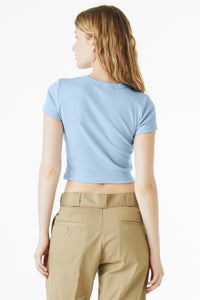 BELLA+CANVAS Women's Micro Rib Baby Tee BC1010 - Solid Baby Blue Blend Back