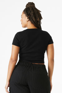 BELLA+CANVAS Women's Micro Rib Baby Tee BC1010 - Solid Black Blend Back