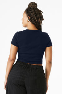 BELLA+CANVAS Women's Micro Rib Baby Tee BC1010 - Solid Navy Blend Back